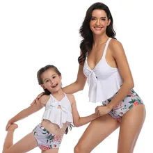 JAYCOSIN, Длинный летний пляжный купальник для родителей и детей(мама), для мамы и дочки, с принтом, два предмета, купальник, Одинаковая одежда для плавания