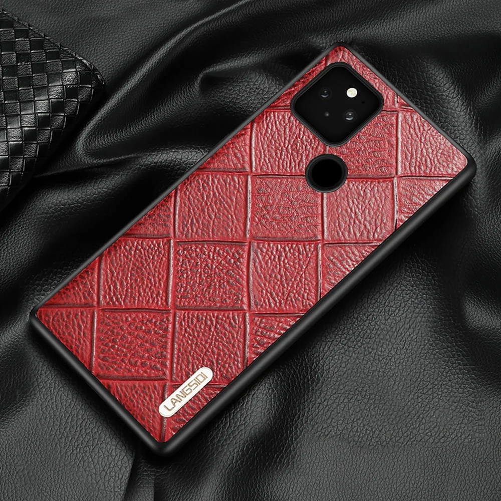 

Cell Phone Cases For Google Pixel 7 6 Pro 8 7A 6 6A 5 Pixel 4 4A 5A 5G Genuine Leather Rhombus Grain 360 Full Protective Cover
