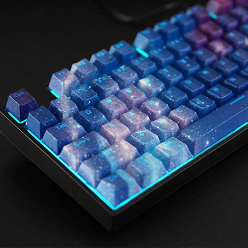 Céu Estrelado Abs Personalidade Teclado Mecânico Keycaps Impressão de Transferência de Água 104 Chaves Tampas Chaves para Filco - Imagem 4