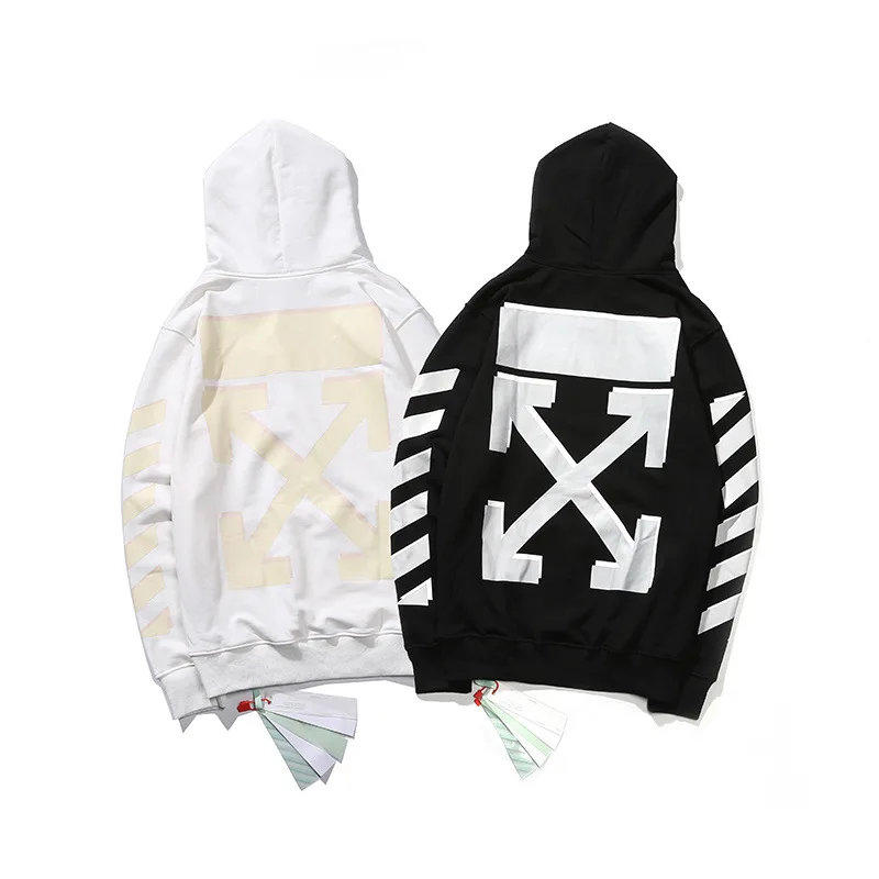 

Off White European Version of Same Color Printed Overlap Arrowhead Speed Bump Minimalist Lettered Hooded Men And Women Celebrity
