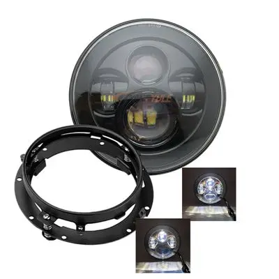 40 black 80 Вт 7 дюймовый круглый светодиодный фары DRL с 7 дюймов кронштейн лобовой фары для Хар-лей для Je-ep Wr-Рыболов - Цвет: 40 black