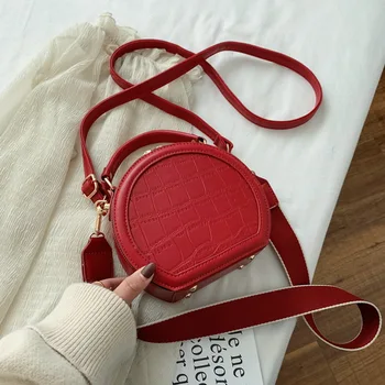 

Fashion Small Round Bag 2020 Winter New Cross-body Bag Stone Pattern Small Handbag Shoulder Zipper Handbag Mobile Phone Bag