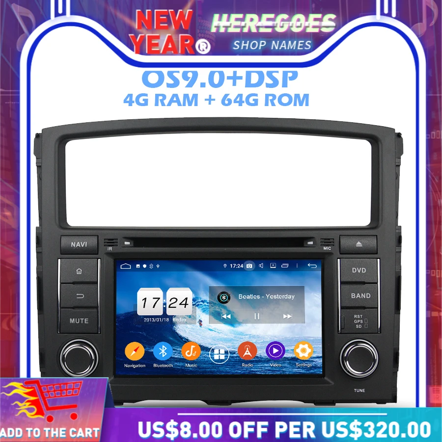 DSP ips Android 9 0 4 Гб + 64 ГБ 8 ядерный автомобильный dvd-плеер gps карта радио wifi Bluetooth 2 Din