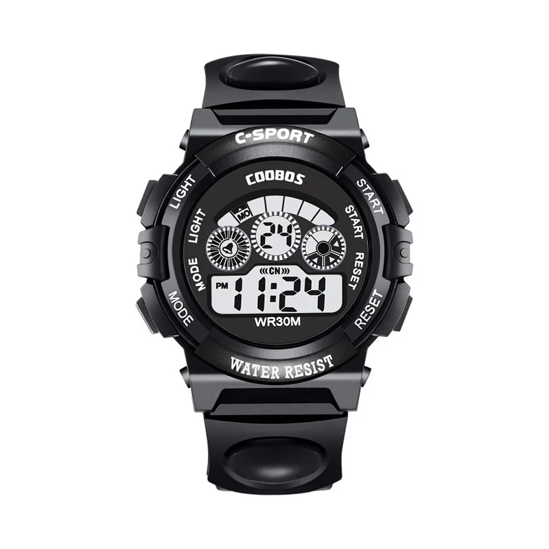 Small Black Модные детские спортивные светодиодные цифровые часы для мальчиков и девочек, электронные многофункциональные светящиеся подарочные вечерние часы для студентов COOLBOSS - Цвет: Small Black