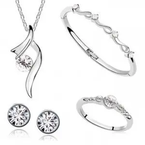 

Women's Birthday Gift Wedding Jewelry Set Fashion 925 Sterling Silver Explosion Silver Crystal 4 Piece Set Free Shipping s003