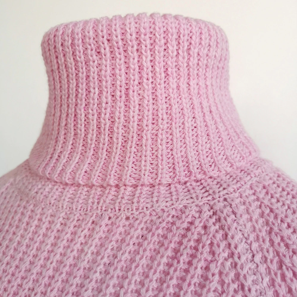 WENYUJH осень-зима с высоким воротником, с вырезами на плечах трикотажное платье-свитер женское однотонное тонкое плюс размер длинные пуловеры джемпер Vestidos