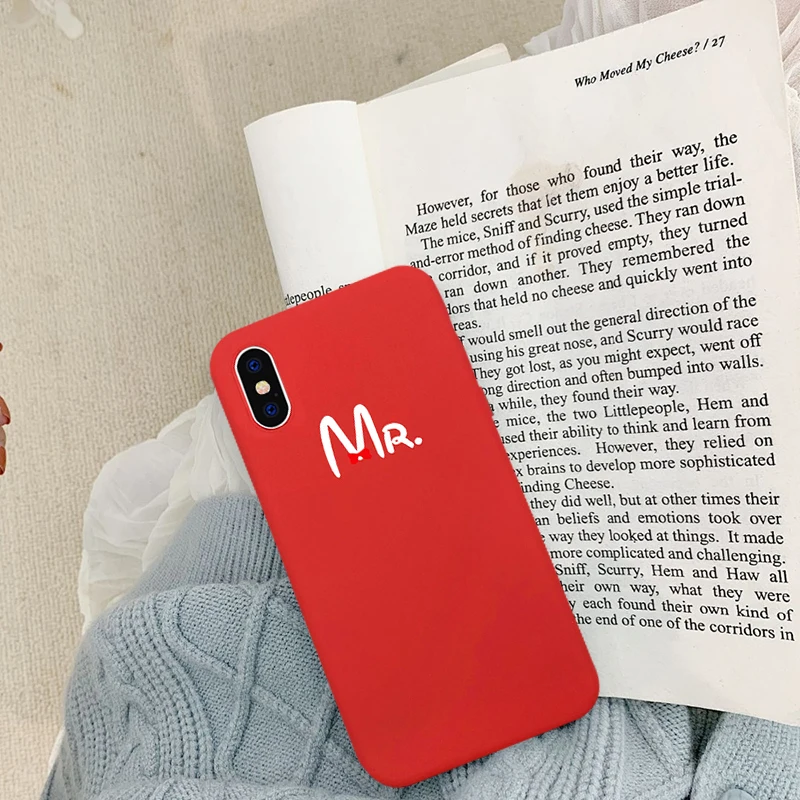 Милый чехол JAMULAR с бантом Mr Mrs для пары iPhone X XS MAX XR 11 Pro 6 6s 7 8 Plus, мягкий силиконовый чехол для телефона с простым буквенным принтом