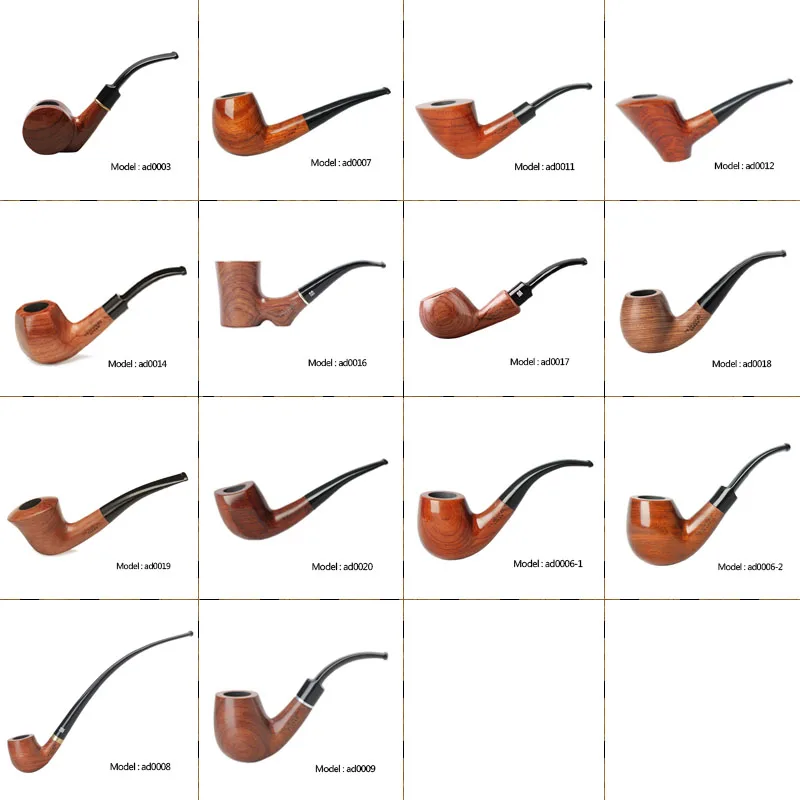 14 Types Handmade Rosewood Tobacco Pipe with 10 Smoking Tools Accessories Kit