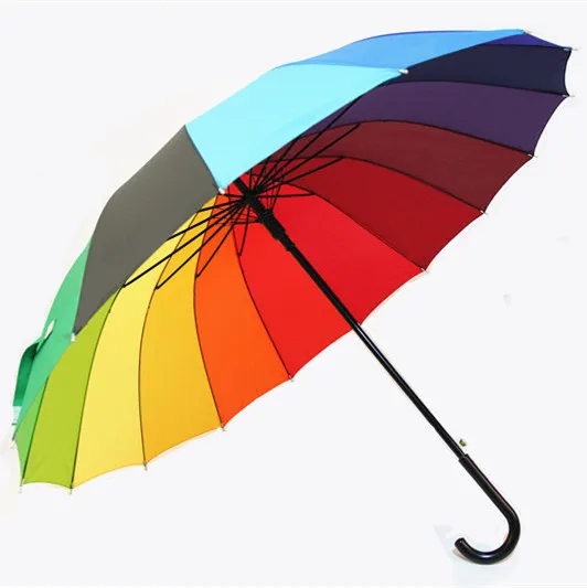 

Umbrella 16k Curved Handle Rainbow Umbrella All-Weather Umbrella dang feng san Ultra-strength Windshield