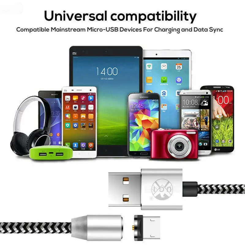 Магнитный кабель для быстрой зарядки 360 ° Micro/IOS/USB C 1 м 2 3 samsung S6 S7 S8 A50 A70 iPhone 5 6 7 8 X XS MAX