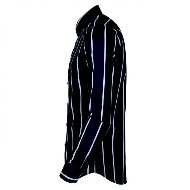 Cotton Men Shirt Fashion White Black Striped Men Shirt Long Sleeve Plus Size 4xl Slim Fit Patry Wedding Men Dress Shirts