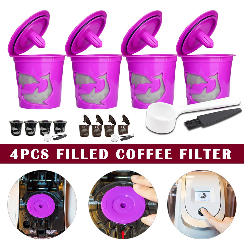 

4 Pcs Refillable Reusable Cups Coffee Filters for Keurig 2.0 K200, K300, K400 MYDING
