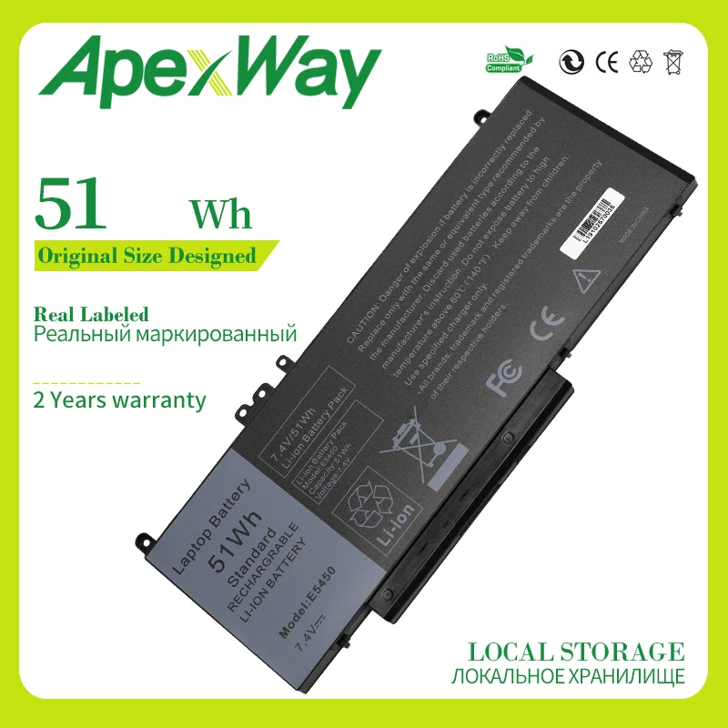 Apexway ноутбук Батарея для Dell Latitude 3160 E5250 E5450 E5470 E5550 E5570 G5M10 7V69Y TXF9M 79VRK 07V69Y 51WH 7,4 V
