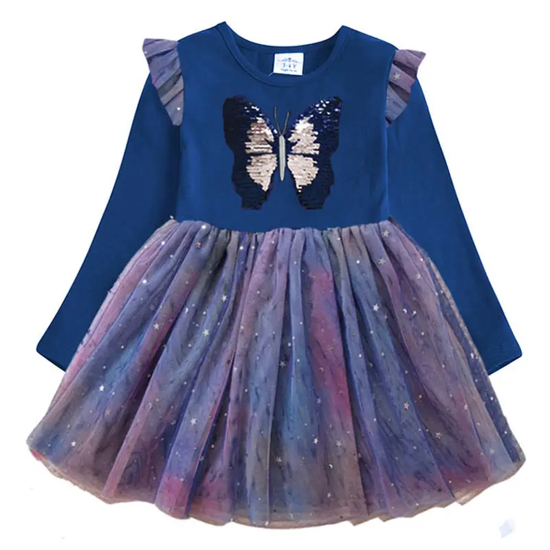 DXTON/платья с длинными рукавами для девочек; детское платье с единорогом для девочек; коллекция года; Рождественская Детская одежда; хлопковое платье принцессы для малышей; От 3 до 8 лет - Цвет: RELH4994