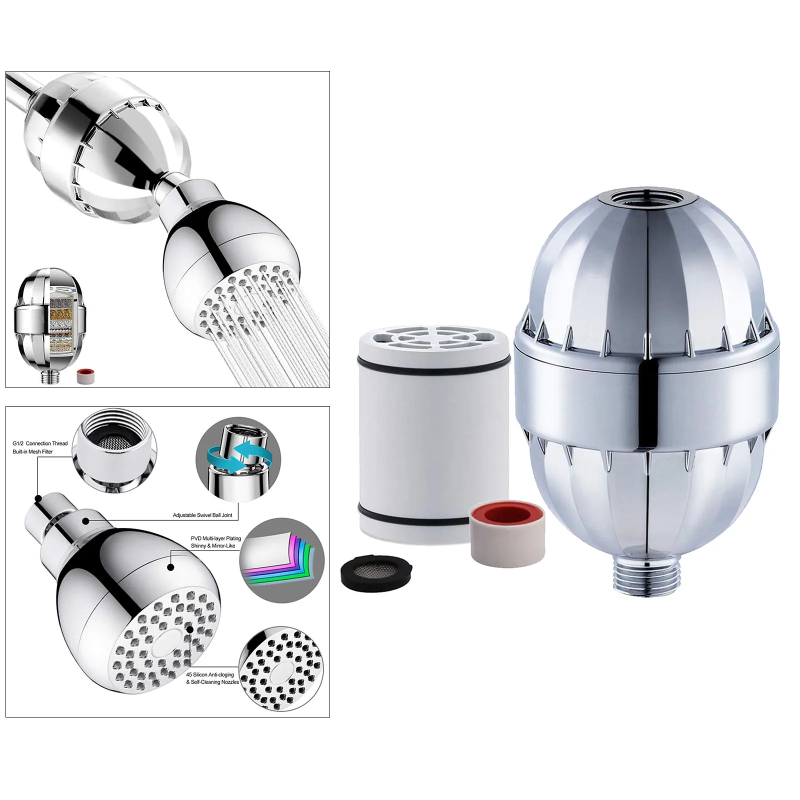 15-Stages Shower Head Filter Purifier Softener Water Chlorine Removal Filter 15-Stages Shower Head Filter Purifier Softener Water Chlorine Removal Filter