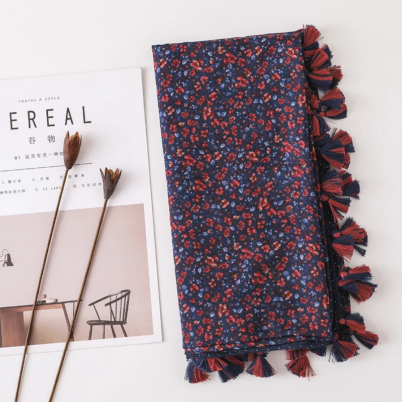

Fashion ethnic style scarf generous Vintage Floral Flower Scarf print holiday travel beach towel shawl Party Wedding