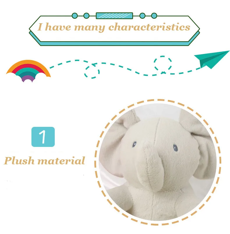 Elephant Peekaboo Will Sing with Music Elephant Cover Eyes Baby Elephant Doll Children Accompanying Toys Plush Toys for Children