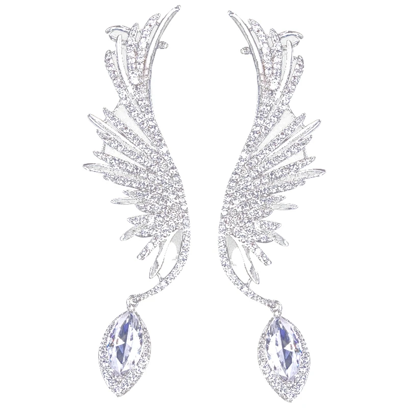 

Feather Fashion Popular Luxury Iregular Geometry Earring Zirconia Pave Earring