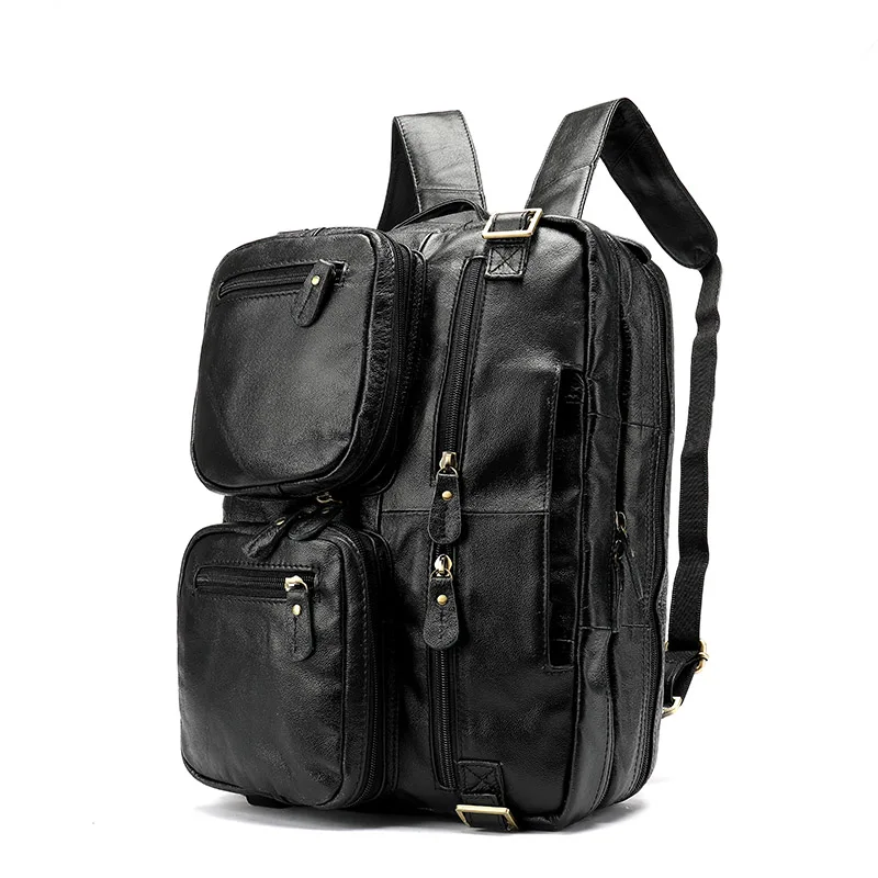 Мужской рюкзак WESTAL из натуральной кожи, школьные сумки для подростков, большие дорожные рюкзаки для ноутбука, рюкзак mochila notebook 43 - Цвет: 341black