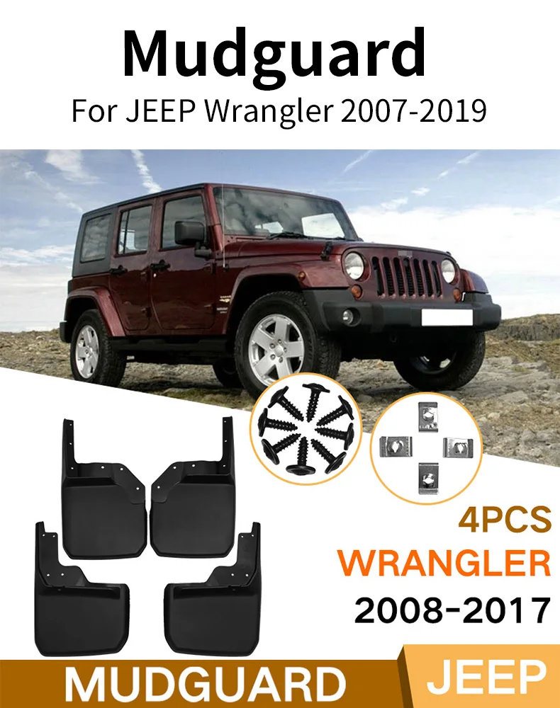 Guardabarros de coche para Jeep Wrangler 2007 2019, guardabarros  delanteros, guardabarros de rueda trasera, 4 accesorios de  guardabarros|Guardabarros| - AliExpress