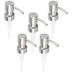 5Pcs Stainless Steel Soap Pump Replacement 28 Teeth Metal Bottle Nozzles Lotion Dispenser Head