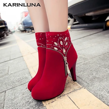 

Karinluna New Large Sizes 43 Platform High Heels Elegant Autumn Winter Woman Shoes Ankle Boots