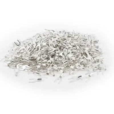 

1000 Pcs 4.2mm Wire Cable Connector Copper Lug Non-insulated Fork Terminal