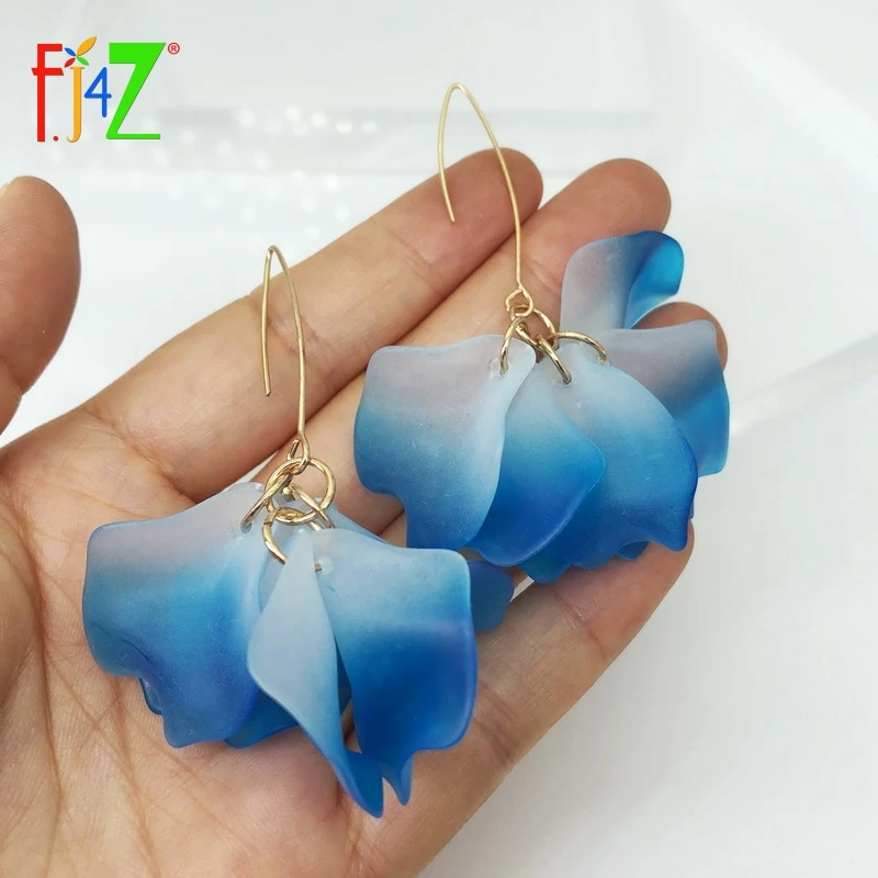 F.J4Z новые милые Эффектные серьги для женщин модные акриловые лепестки