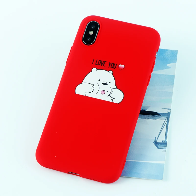 8709-red Забавные чехлы для телефонов с пандой для iPhone X XS MAX XR 8 7 6 s Plus, мягкие силиконовые облегающие накладки на заднюю панель - Цвет: 8709-red