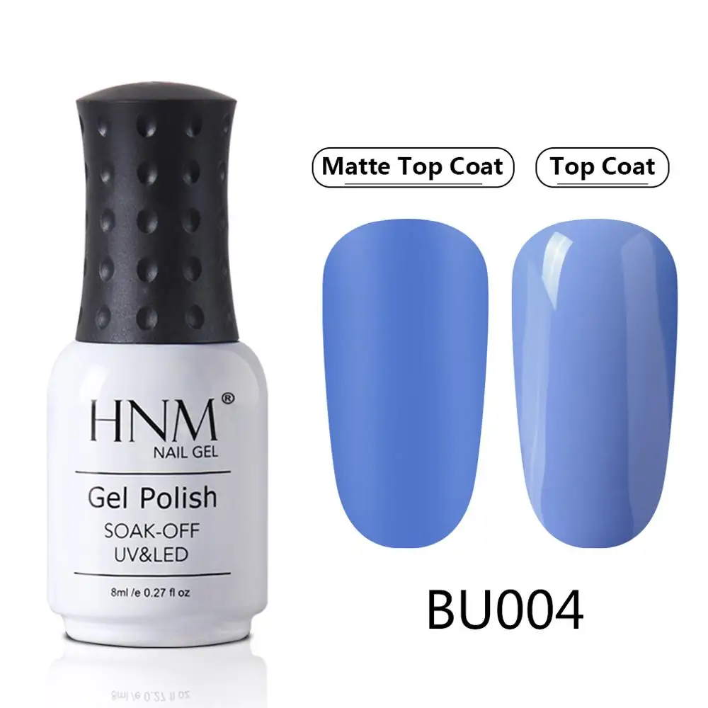 HNM Blue Purple Matte Effect Gel Nail Polish Need Matt Top Coat Base Semi Permanent UV LED Lamp Hybrid Varnishes Lacquer Gellak - Цвет: BU004