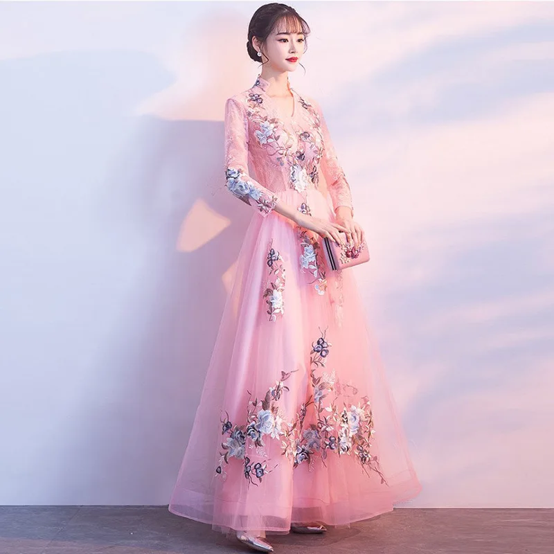Свадебное платье Cheongsam стиль платье для тостов для свадьбы винтажное улучшенное модное красное, длинное приталенное