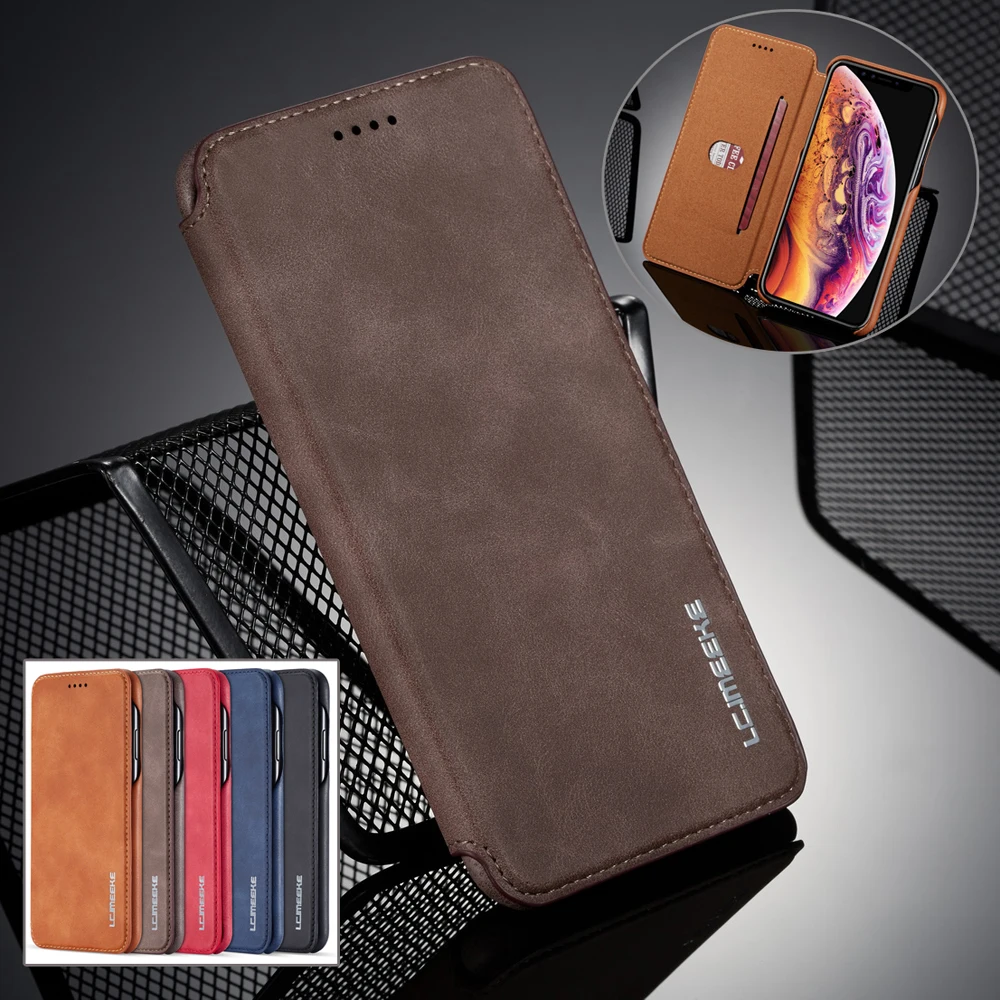 

For Huawei P40 Pro P30 P20 Lite Huawei nova6se Huawei 7i Luxury Vintage Leather Wallet Magnetic Flip Cards Back Cover Case