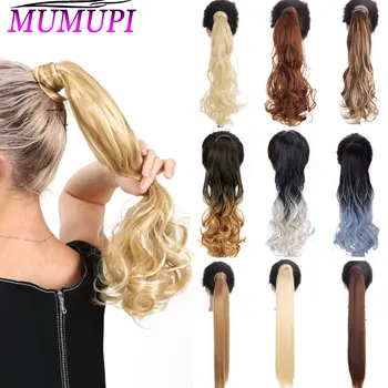 

synthetic ponytail wig hair extensionclips 18+ weaves extensions clip in hair pony tail MUMUPI