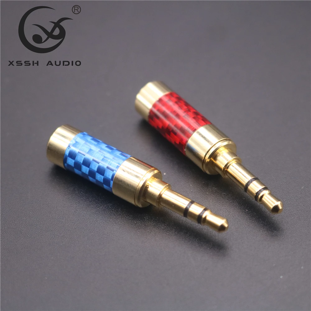 10 шт. XSSH HiFi красный синий углеродного волокна 3,5 наушники 3,5 мм аудио мини разъем стерео разъем для 6 мм макс кабель