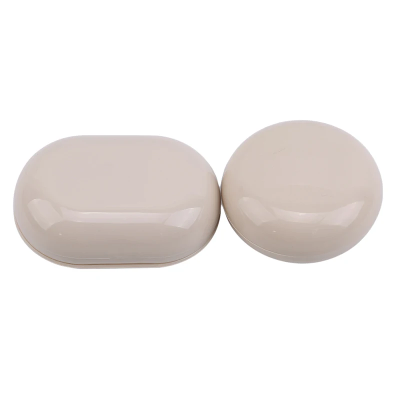Creative Cute Bathroom Soap Box 1Pc Circular Square Apricot Grey Household Travel Easy To Carry Soap Box