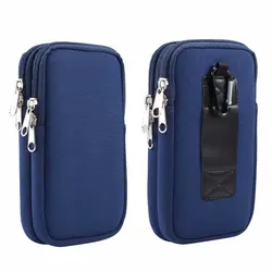 Neoprene Dual Pouch Belt Clip Phone Holder & Sports Waist Bag - 17x10.5x2.0 CM (Blue)