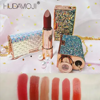 

6Colors Waterproof Matte Lipstick Long-lasting Red Black Lip Gloss Makeup Stick Nude Beauty T1149Korea Cosmetics