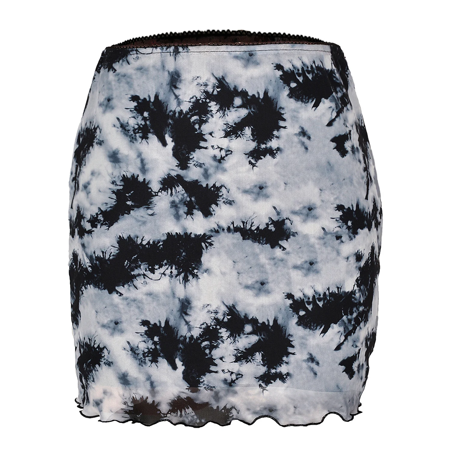 Women's Skirt Floral Print Mesh Double Layer High-waisted Mini Skirts 2025 New Summer Streetwear Club Boydcon Vintage Y2K Skirt