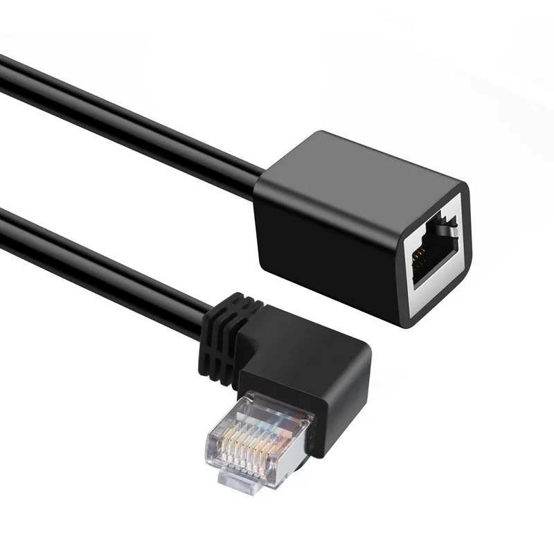90 градусов прямоугольный Cat6 Ethernet Удлинительный кабель RJ45 Cat 6 штекер к гнезду Lan