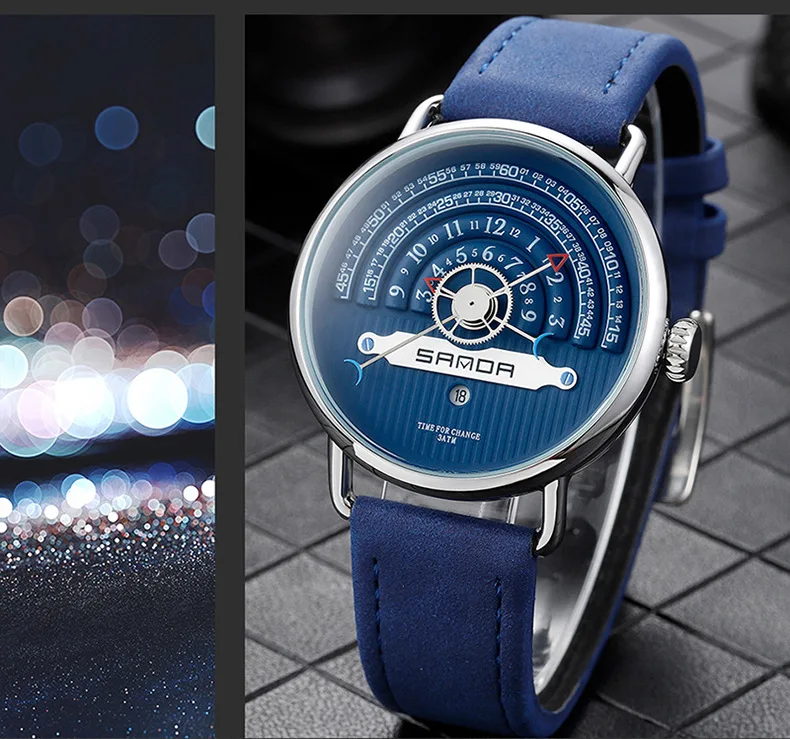 SANDA Топ люксовый бренд модные часы мужские кожаные montres homme Роскошные curren часы мужские