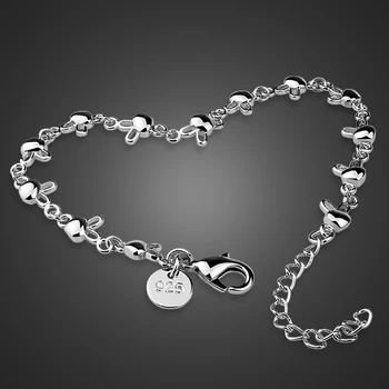 

Women 100% 925 Sterling Silver Charm Bracelet Genuine Solid Silver bracelet Cute Rabbit Girl Jewelry Hand catenary Gift