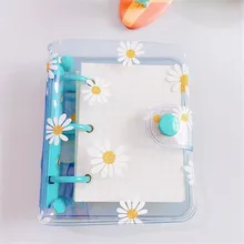 

Cute Daisy Loose Leaf Notebook 3 Holes PVC Transparent Binder Korean Stationery Hand Account Journal for Girls School Supplies