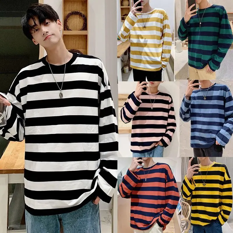 Korean Stripe Men Long Sleeves | Oversized Striped Shirts Men - Men Shirt  Fashion - Aliexpress
