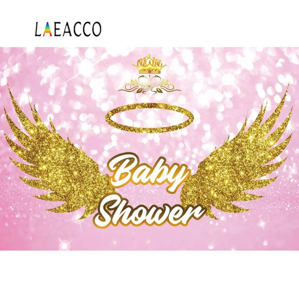 Laeacco розовые и золотые крылья Ангела в горошек постер для вечеринки честь будущей
