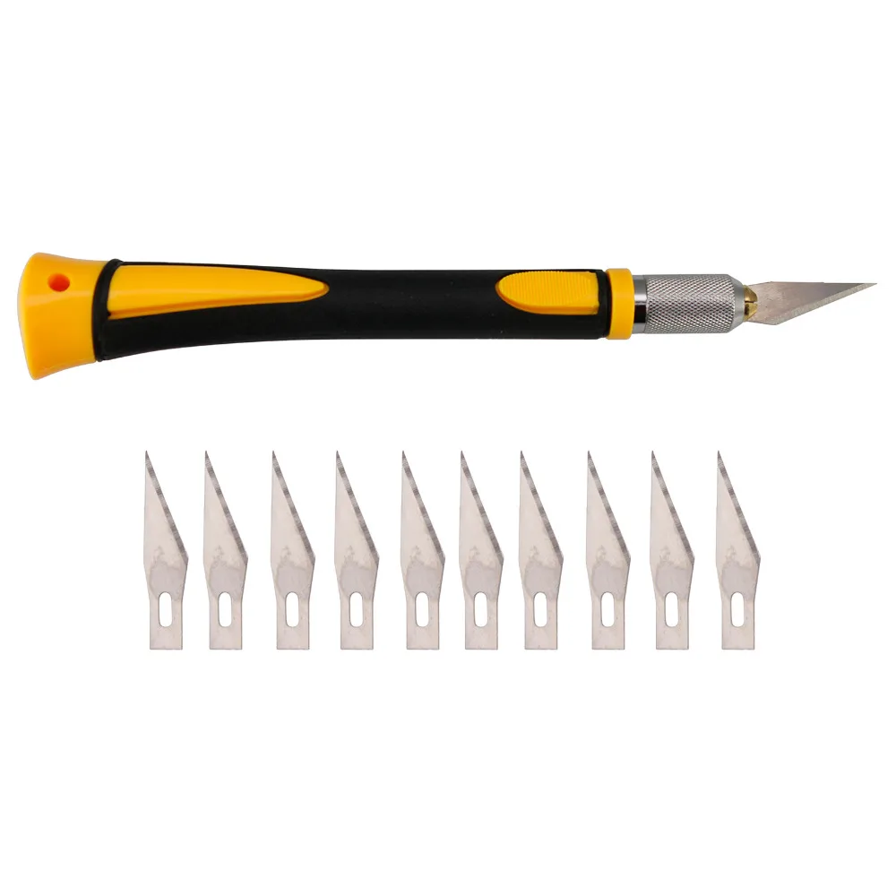 Deluxe-Grip-Blade-Handle-with-11-pcs-SK5-Blades-Wood-Carving-Tools-Fruit-Food-Craft-Sculpture (1)