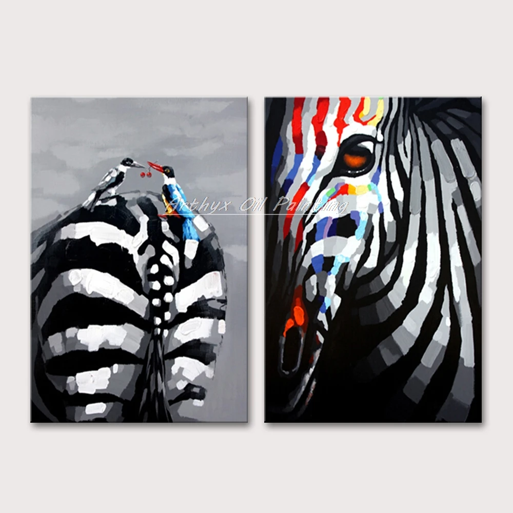 Hand Painted Abstract Zebra Oil Painting On Canvas Modern Pop Art