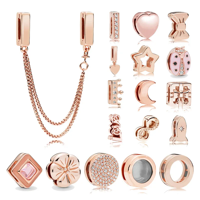 

Rose Flower Love Star Reflexions Clip Charm 925 Sterling Silver Bead Fit Pandora Reflexion Bracelet Original for Women DIY Gift