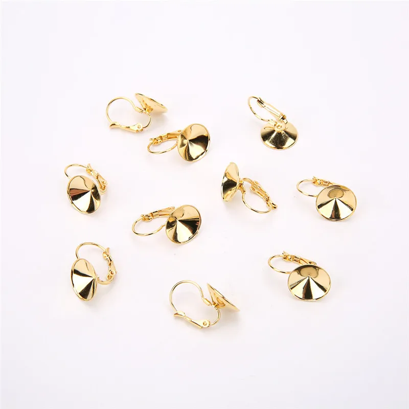 Jewelry Findings 10pcs Stainless Steel French Earring Hooks Blank Base Earring Findings 6/8/10/12mm Cabochon Bezel Settings Tray Jewelry Supplies