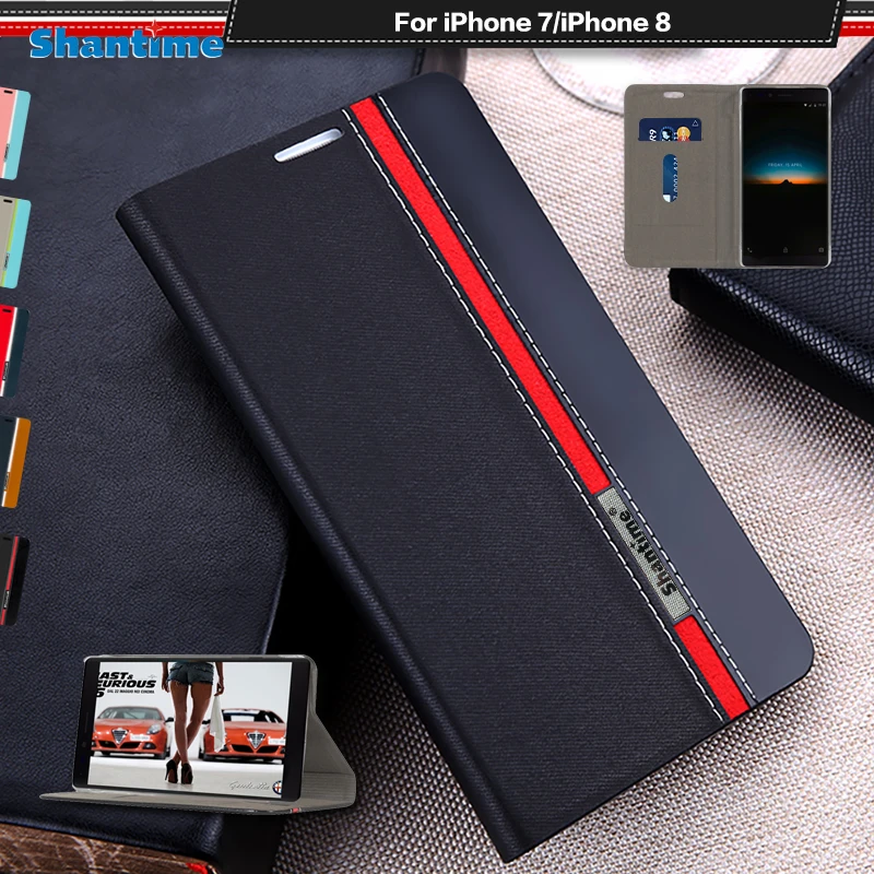 Luxury PU Leather Case For iPhone 7 Flip 8 Phone Soft TPU Silicone Back Cover | Мобильные телефоны и аксессуары