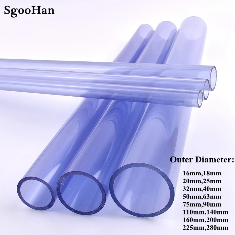 Length 0.5M O.D 16~110~280mm Transparent UPVC Pipe Aquarium Fish Tank Adapter Tube Garden Irrigation Watering Fittings Big Size | Дом и сад